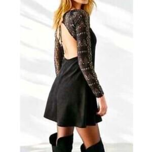 Foxiedox Open Back Mini Dress Black & Gold Size Medium